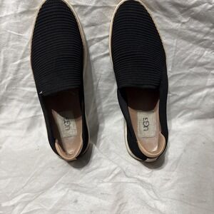 UGG Solid Black Fabric W/ Leather Trim Slip On Casual Shoes US Size 7.5 Women